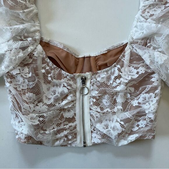 For Love & Lemons Rosalie Lace Crop Top XS - Picture 7 of 13